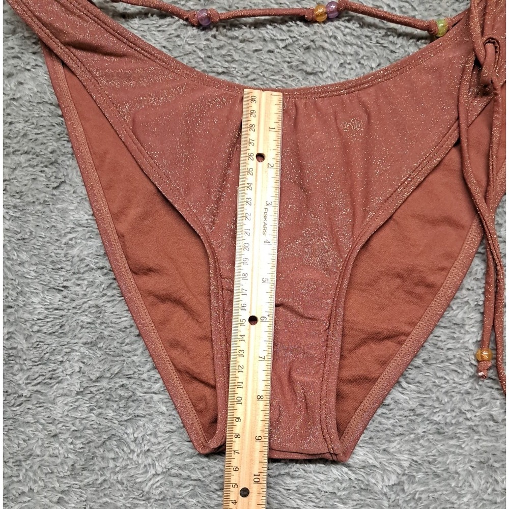 New Wild Fable Womens Shiny Bikini Bottoms With Beads Size Large metallic - Picture 2 of 5